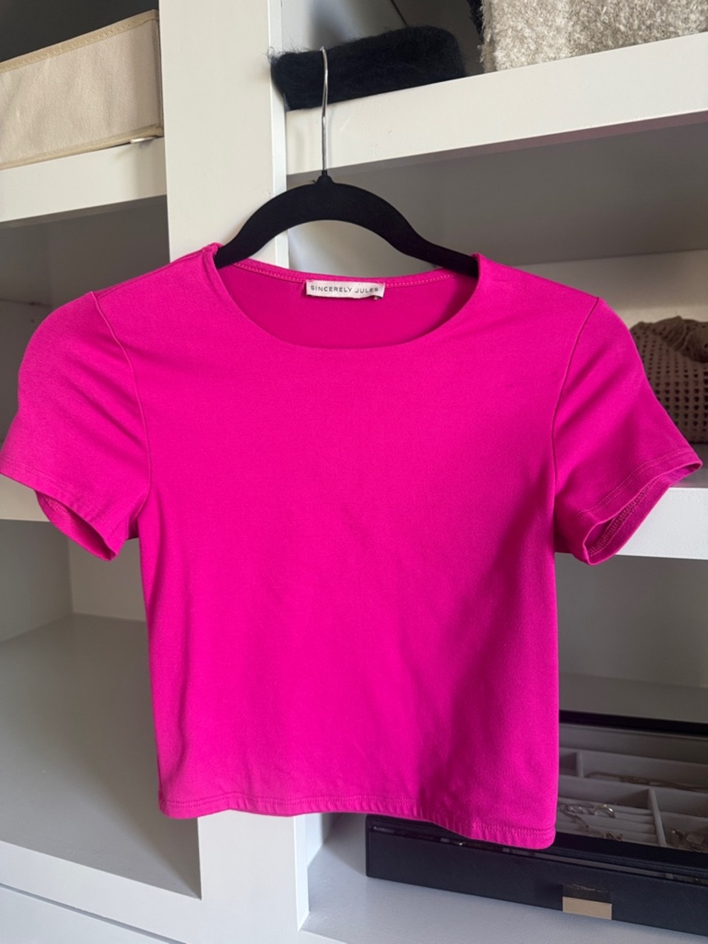 Sincerely Jules Hot Pink Crop Tee